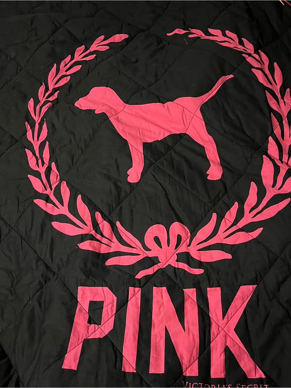 HTF Victoria's Secret PINK Black and Hot Pink Comforter
